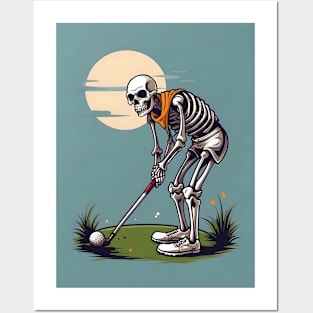 Skelton Playing Golf Posters and Art